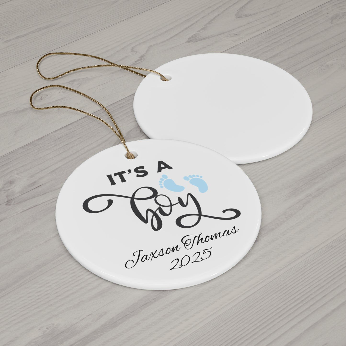 Personalized Baby Boy Ornament, Baby Shower Decor, Keepsake Ornament, First Christmas Gift, Family Holiday Home Decor