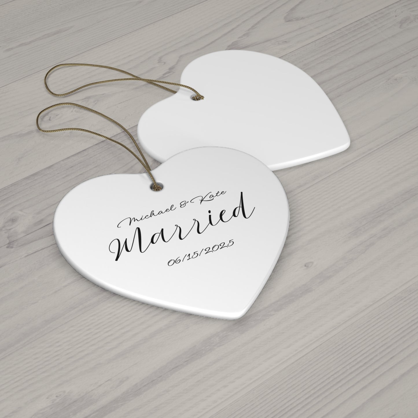 Personalized Wedding Ornament | Custom Heart Shape Keepsake | New Home, Anniversary Gift, Holiday Decor, Bridal Shower Favor