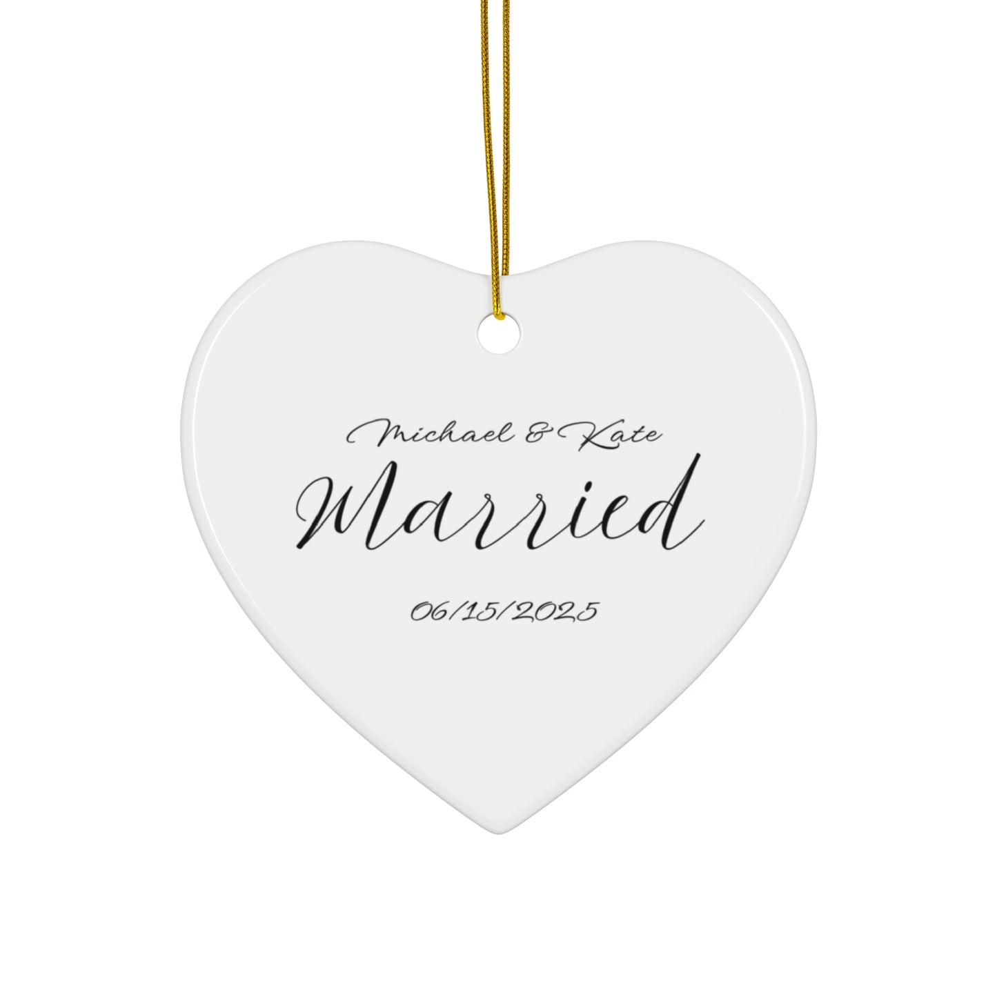 Personalized Wedding Ornament | Custom Heart Shape Keepsake | New Home, Anniversary Gift, Holiday Decor, Bridal Shower Favor