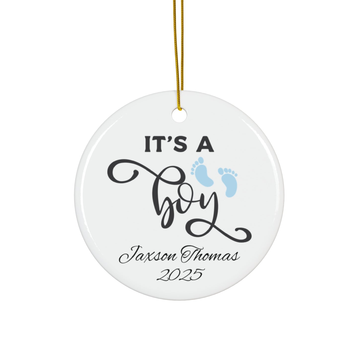 Personalized Baby Boy Ornament, Baby Shower Decor, Keepsake Ornament, First Christmas Gift, Family Holiday Home Decor