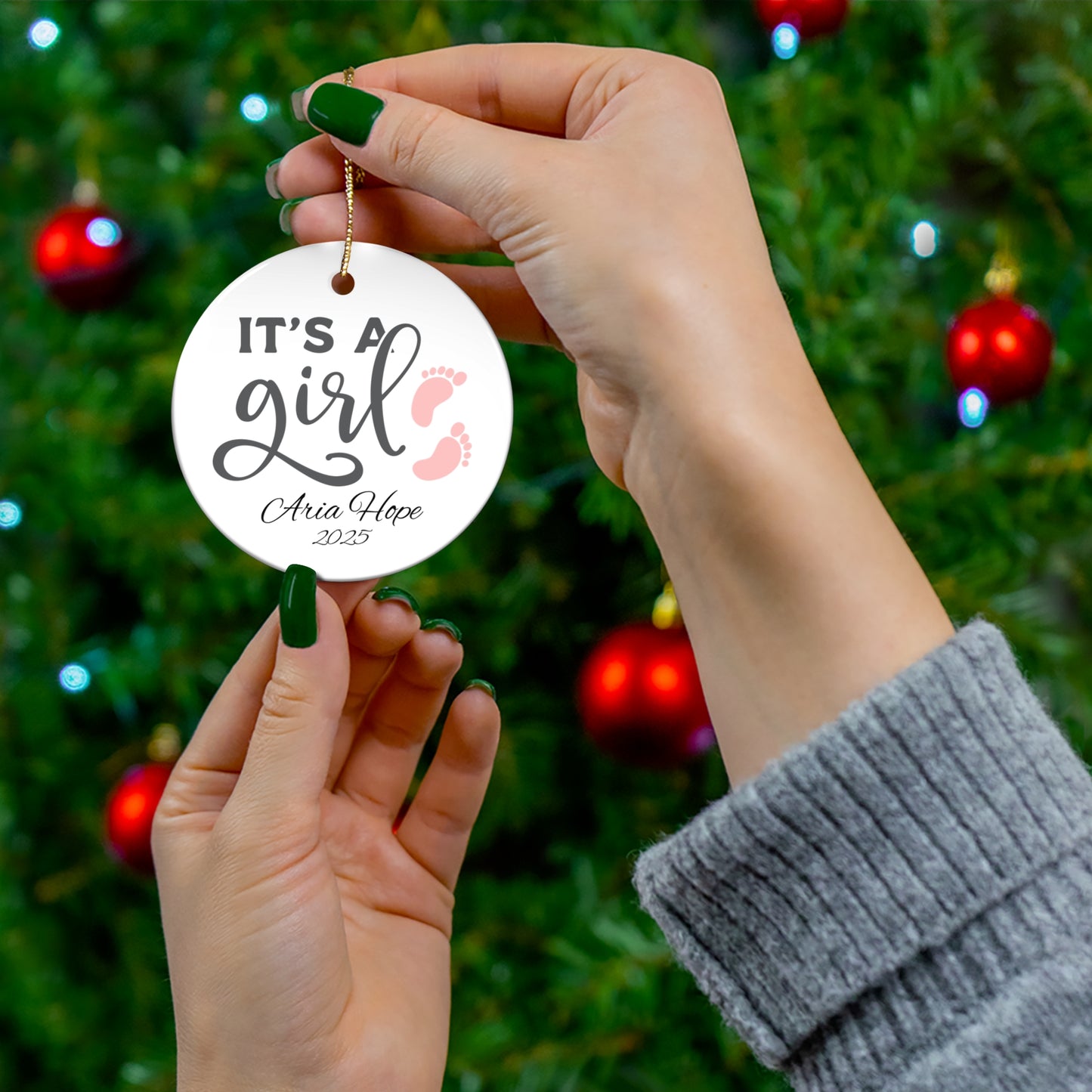 Personalized Baby Arrival Ceramic Ornament