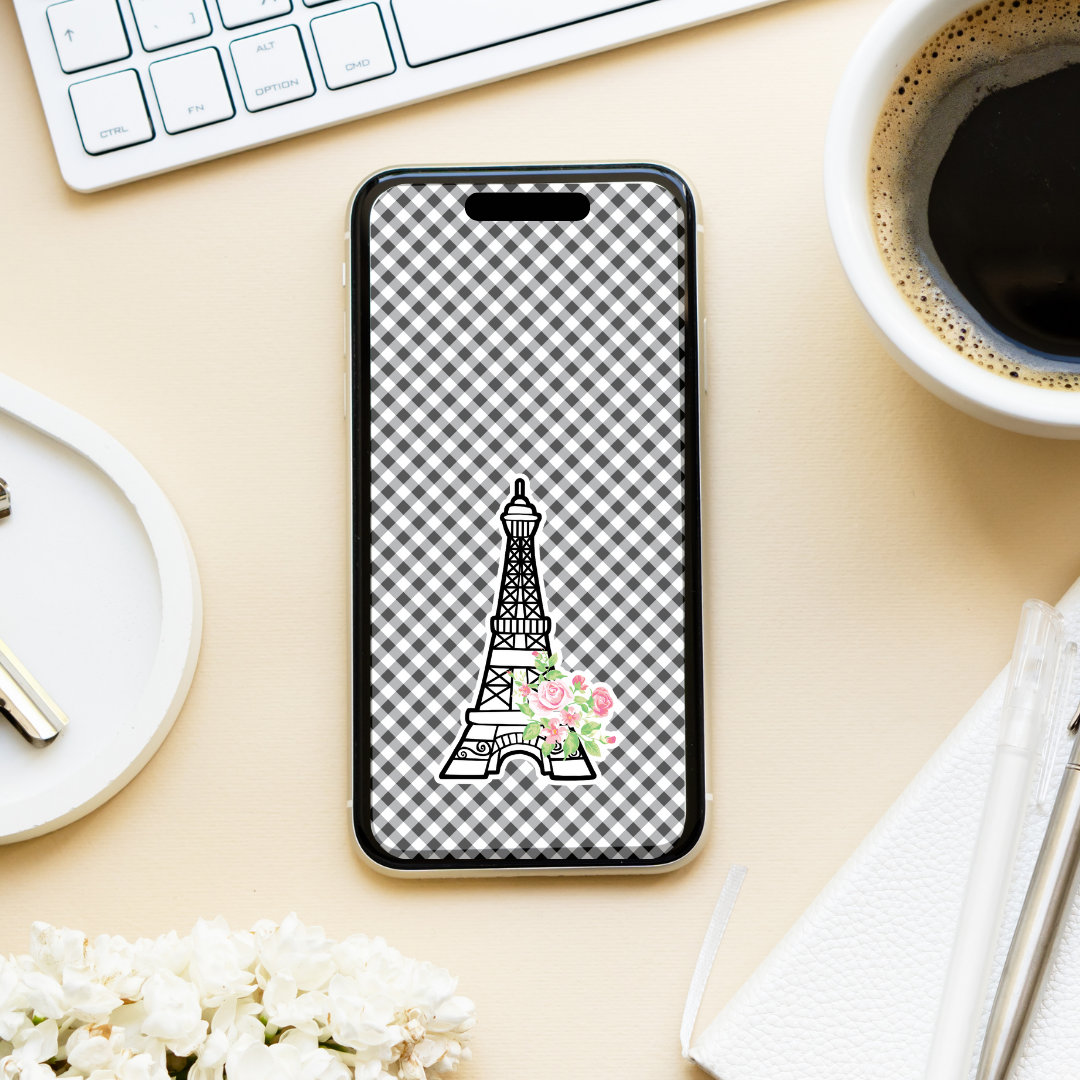 Black and White Chic Tower Phone Wallpaper - DIGITAL DOWNLOAD