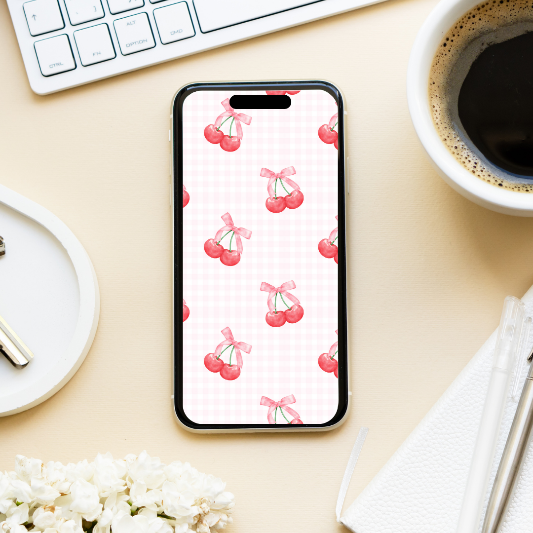 Cherry Coquette Phone Wallpaper - DIGITAL DOWNLOAD
