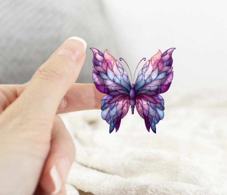 Holographic Purple Stained-glass Butterfly Sticker