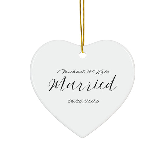 Personalized Wedding Ornament | Custom Heart Shape Keepsake | New Home, Anniversary Gift, Holiday Decor, Bridal Shower Favor