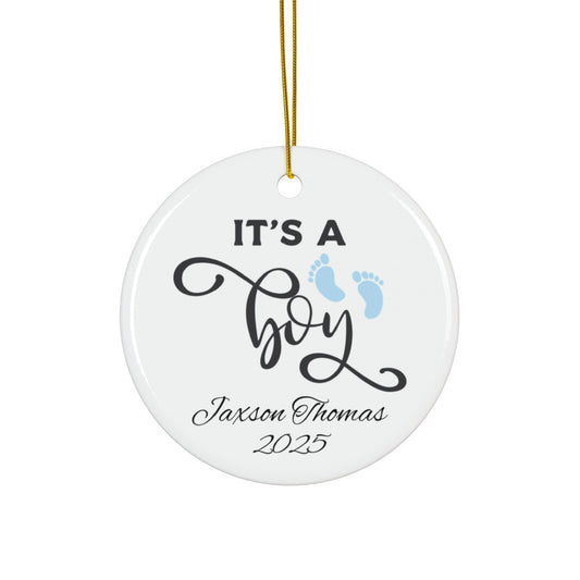 Personalized Baby Boy Ornament, Baby Shower Decor, Keepsake Ornament, First Christmas Gift, Family Holiday Home Decor