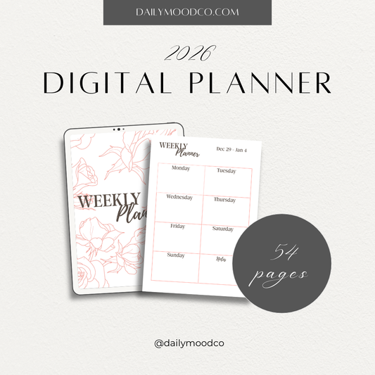 Roses 2026 Weekly DIGITAL Planner - DIGITAL DOWNLOAD