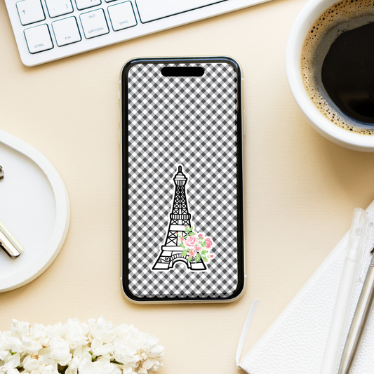 Black and White Chic Tower Phone Wallpaper -  DIGITAL DOWNLOAD