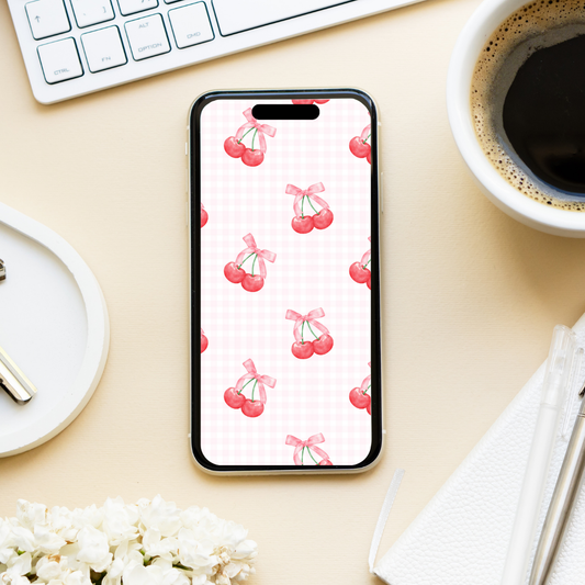 Cherry Coquette Phone Wallpaper - DIGITAL DOWNLOAD