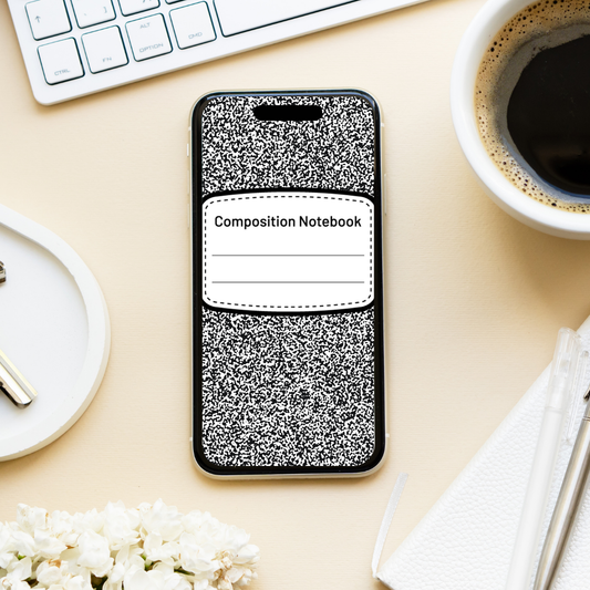 Black Composition Book Phone Wallpaper - DIGITAL DOWNLOAD