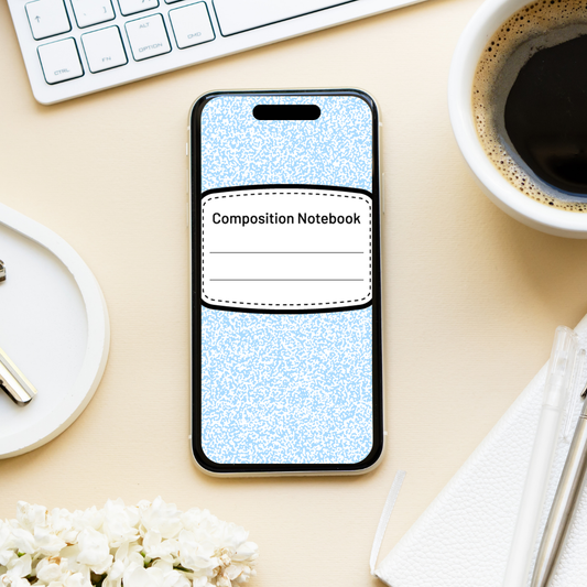 Composition Book Blue Phone Wallpaper - DIGITAL DOWNLOAD