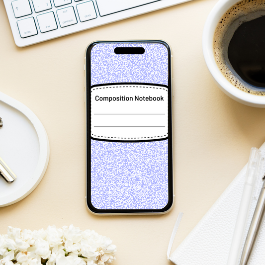 Purple Composition Book Phone Wallpaper - Digital Download
