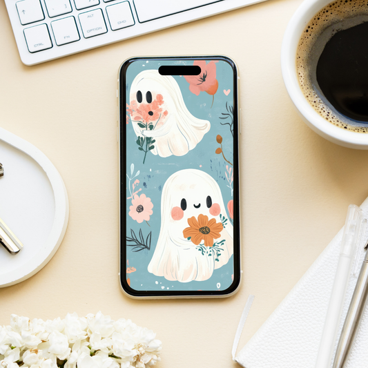 Floral Ghosties Phone Wallpaper - DIGITAL DOWNLOAD