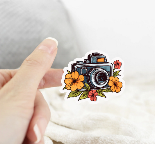 Floral Camera Vinyl Sticker