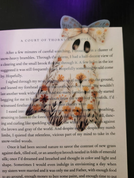 Clear Floral Ghost Bookmark