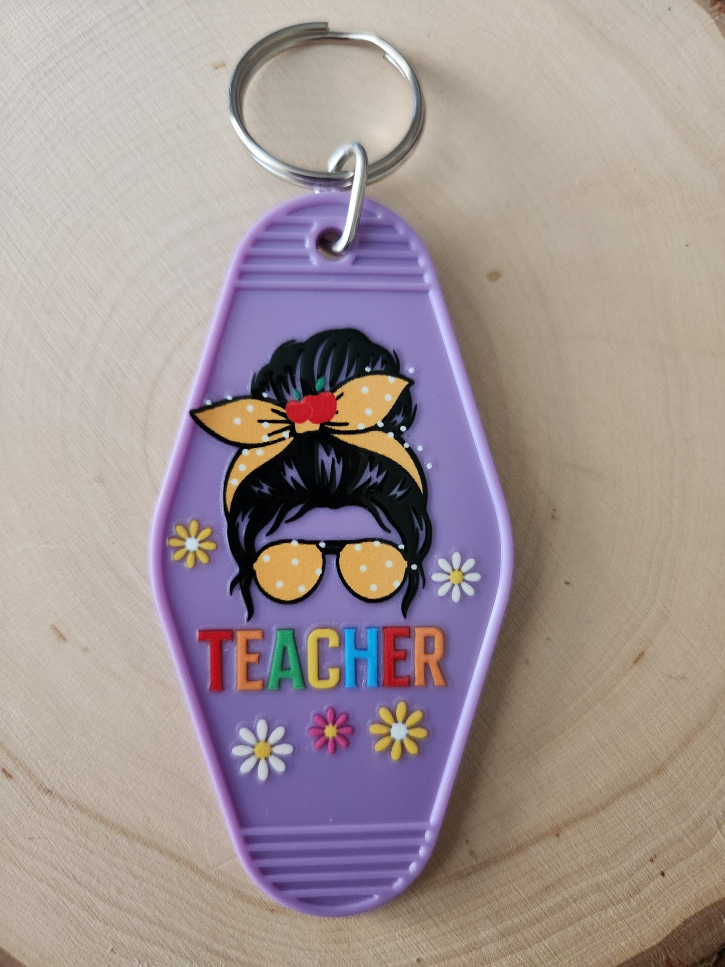 Messy Bun Teacher Keychain