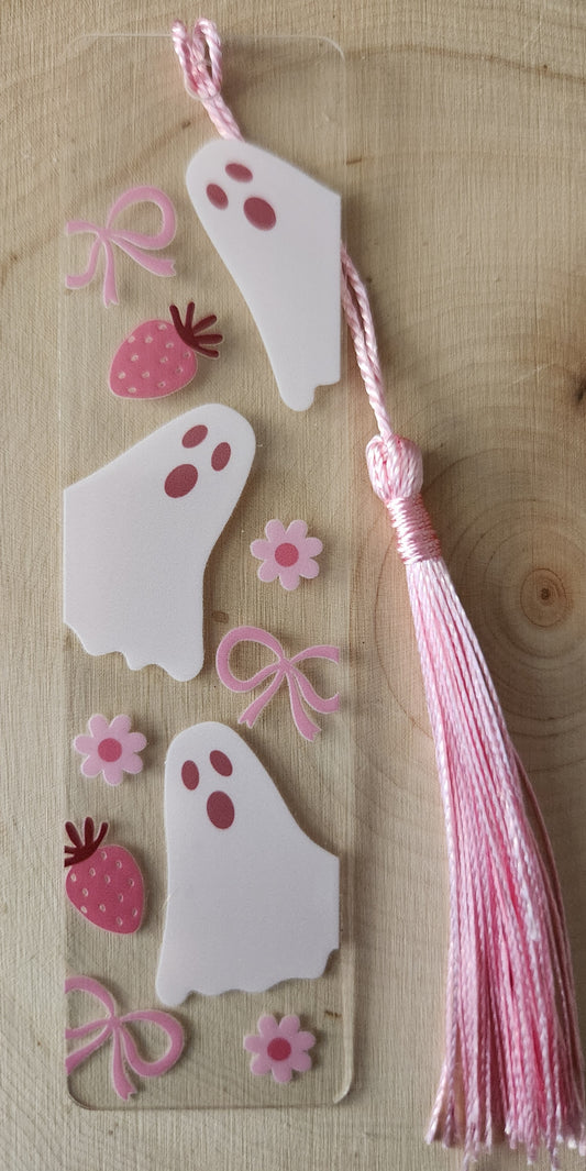 Strawberry Floral Ghost Acrylic Bookmark