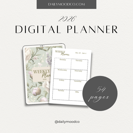 Sage Floral 2026 Digital Planner - Digital Download